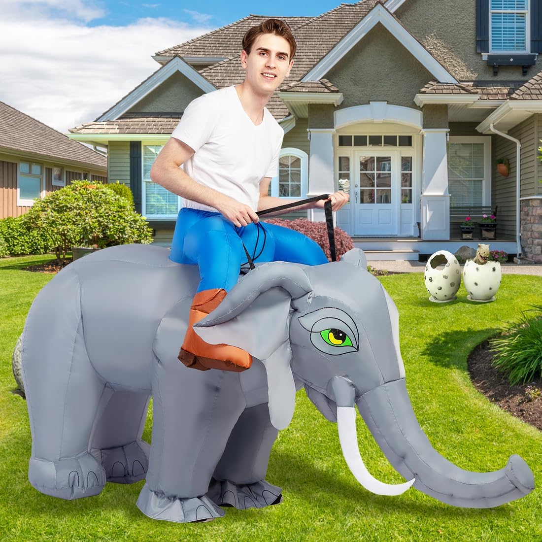 GOOSH Inflatable Elephant Costume for Adult Halloween Costume Women Man Funny Blow up Costume for Halloween Party Cosplay