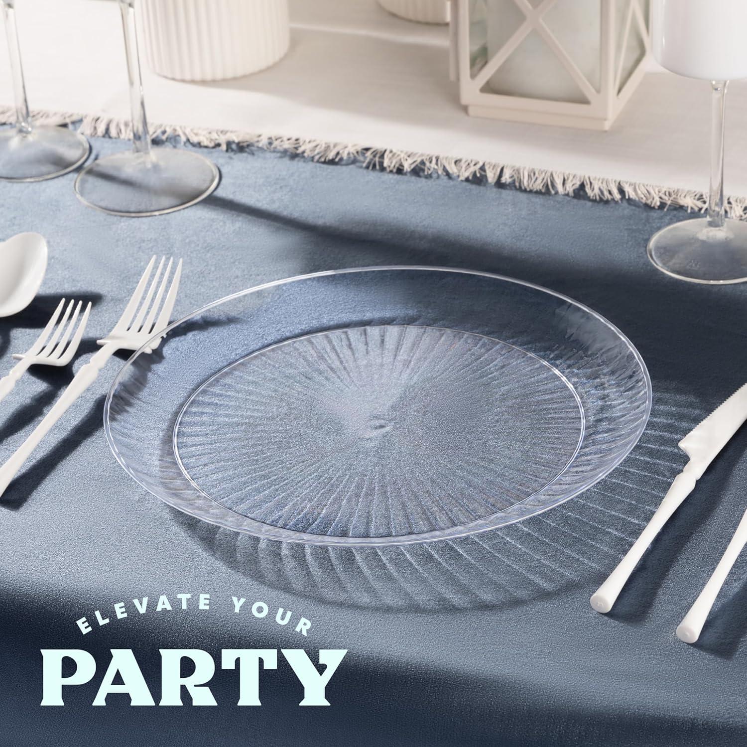 PLASTICPRO 30 Pack Crystal Like Clear Disposable 10 inch Plastic Plates Dinner Dishes Plates for Special Occasions Parties