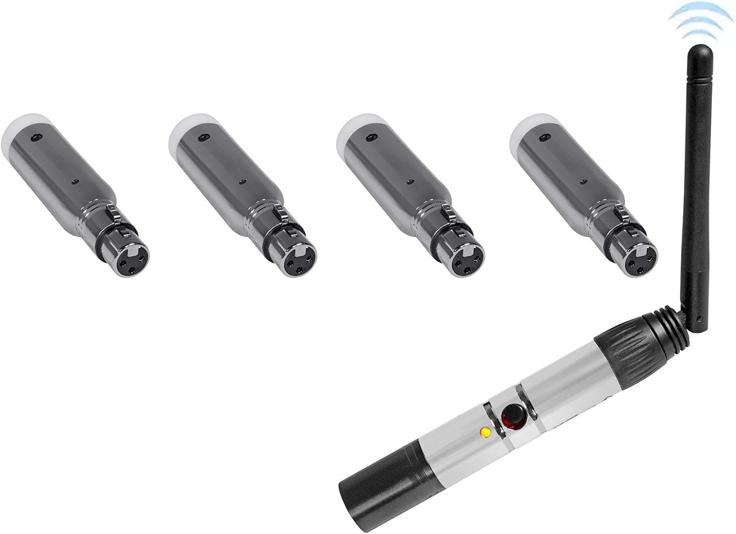 Rockville DMX-WTR Rechargeable Wireless DJ DMX Lighting Transmitter+4) Receivers