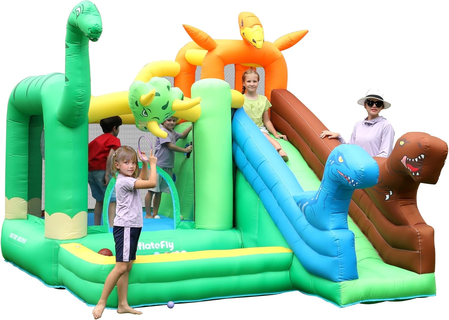 Dinosaur Bounce House Kids Bouncy House Inflatable Slide with Blower, Air Cushion, Ball Pit Pool for Indoor Outdoor