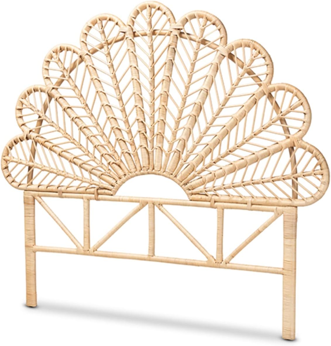 Baxton Studio Variel Modern Bohemian Rattan Queen Size Standalone Headboard