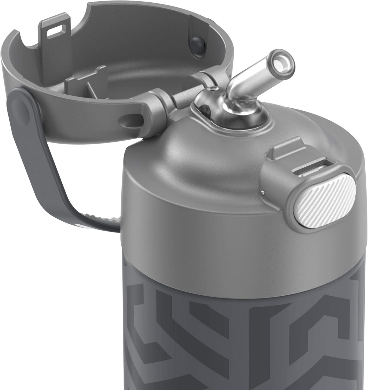 THERMOS FUNTAINER 12 Ounce Stainless Steel Kids Bottle, Grey/Aqua Waves