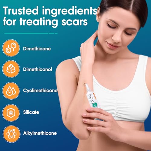 ScarMD Glide Massaging Scar Gel, Fades Scars from Surgery, C Section and More, Dual Action Silicone Scar Gel with 3-Ball Massaging Applicator, Reduces Discomfort and Itchiness, 15g