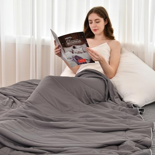 Cooling Comforter King Size - Cooling Blanket for Hot Sleepers and Night Sweats, Absorbs Body Heat to Keep Cool, Q-Max>0.4, Luxury Tencel™ Summer Comforter - Gray, King (90