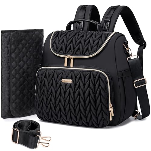 4 in 1 Convertible Diaper Bag Backpack,Waterproof Baby Diaper Bag with Changing Pad,Converts into Baby Tote Bag,Diaper Backpack,Stroller Bag and Crossbody Diaper Bag