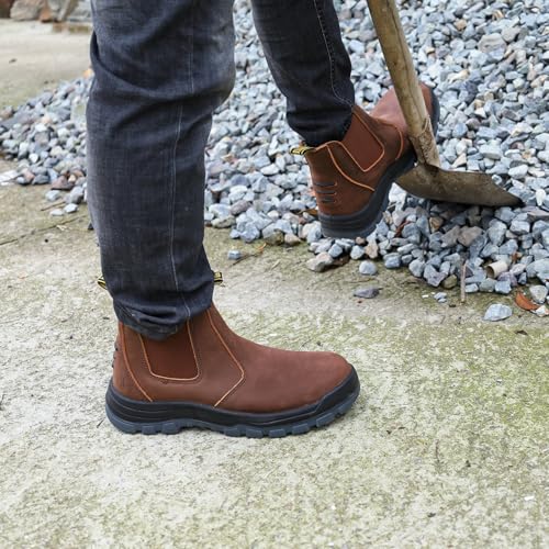 CONRAD Men's Chelsea Slip-On Work Boots - Soft Toe, Composite Toe, Waterproof, Slip Resistant, Safety Shoes