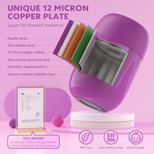 DaCool Insulated Food Jar Food Thermo Kids Thermo for Hot Food 16 oz Stainless Vacuum Bento Lunch Thermo for Kids Girls Adult with Spoon Leak Proof for School Office Picnic Travel Outdoors, Pink