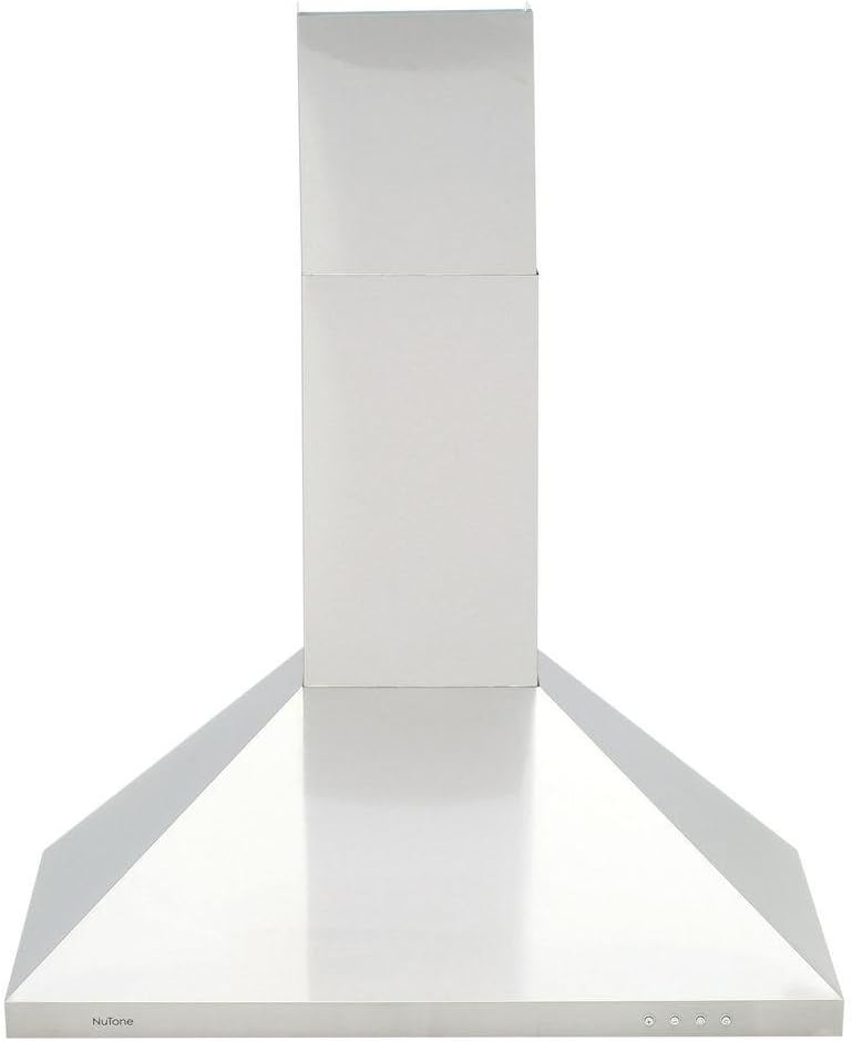 Broan-NuTone 30-inch Wall-Mount Convertible Chimney-Style Range Hood with 3-Speed Exhaust Fan and Light, MAX 350 CFM, Stainless Steel