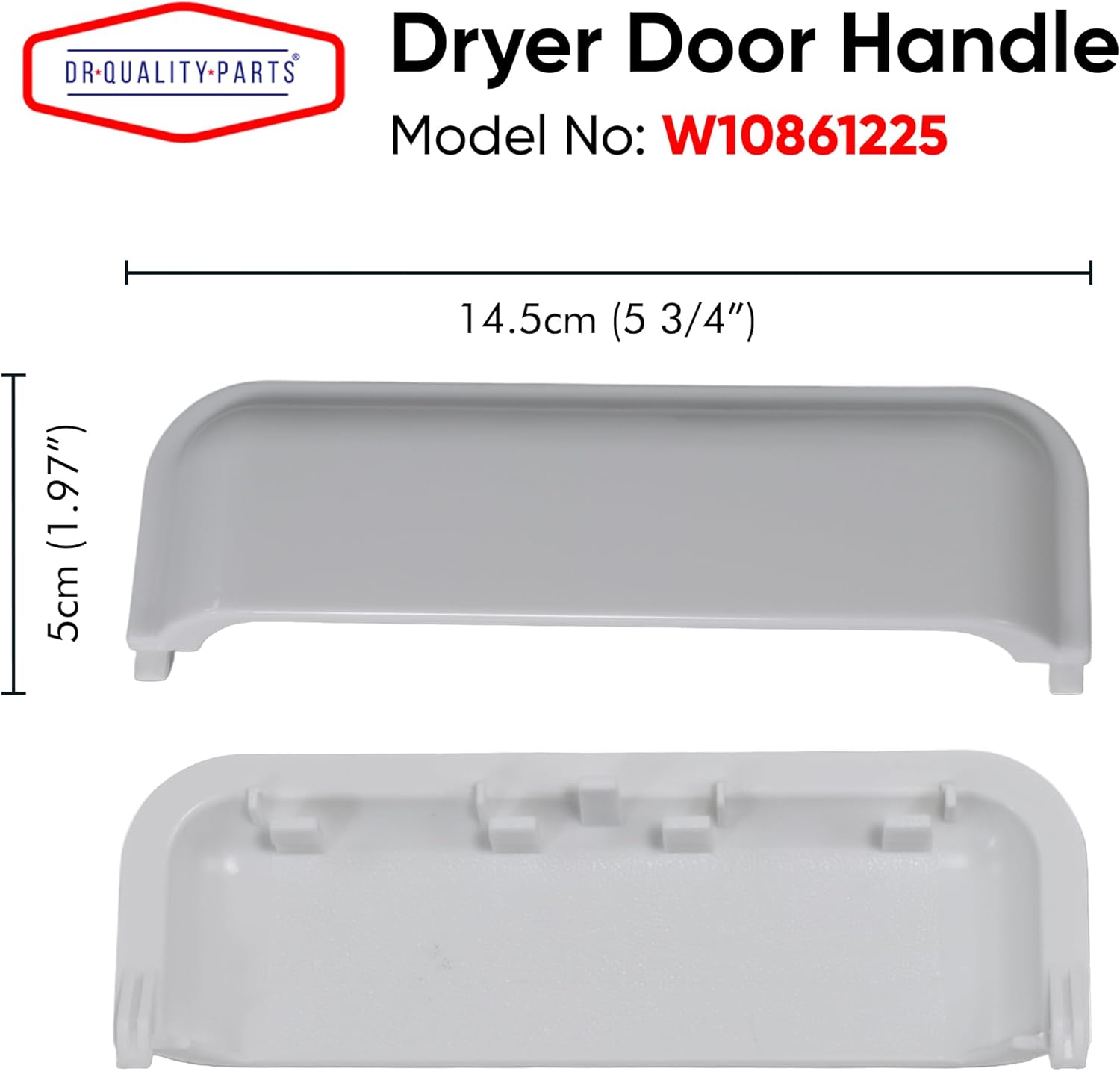 W10861225 W10714516 Dryer Door Handle Replacement Part for Whirlpool & Kenmore Dryers also Replaces AP5999398 PS11731583 W10861225VP