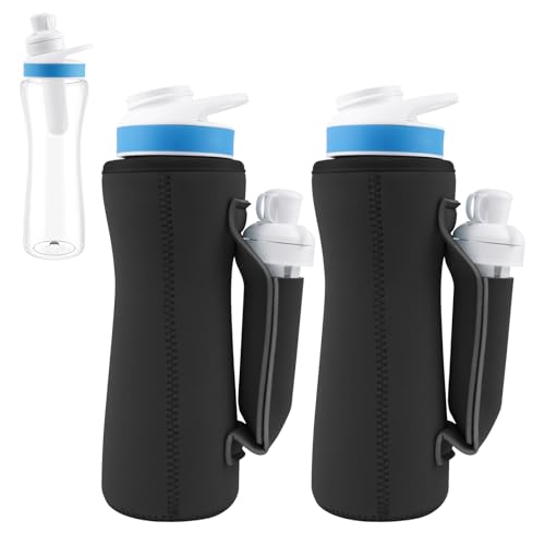 2Pcs Sleeve for Cirkul Water Bottle, Cirkul Water Bottle Sleeve, for 22oz Plastic & Stainless Steel Bottles, Sweat Absorbing Cirkul Sleeve, with Storage Handle, for Retaining Temperature