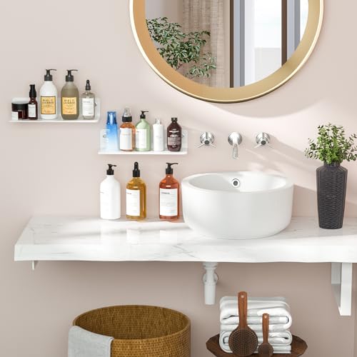 8 Inch Clear Shelf for Wall, Acrylic Small Floating Shelf, Home Wall Shelf Organizer for Room Storage, Room Décor, Space Saving, 4'' Depth, 2 Pack