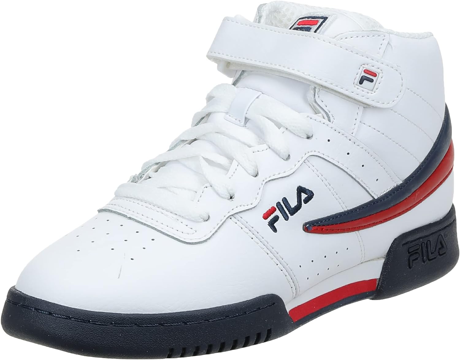 Fila Men's f-13v lea/syn Fashion Sneaker, White/Navy/Red, 10 M US
