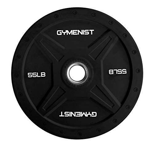 GYMENIST Bumper Plates is Made for 2 Inch Olympic Bars, Available from 10 LB up to 55 LB Black Or Multi Color Premium Commercial Gym