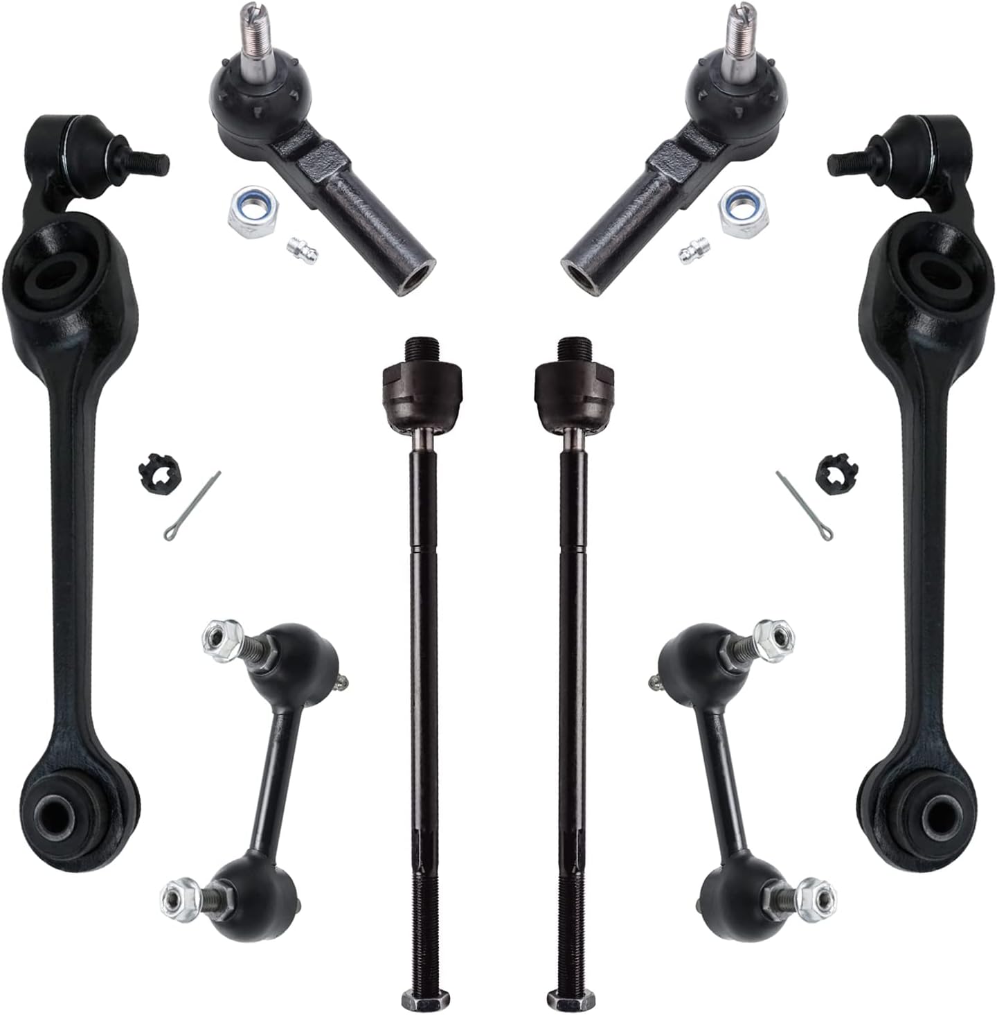 Detroit Axle - 8pc Front End Control Arms Kit for Saturn SC SC1 SC2 SL SL1 SL2 SW1 SW2, Lower Control Arms with Ball Joint Sway Bars Tie Rods Replacement