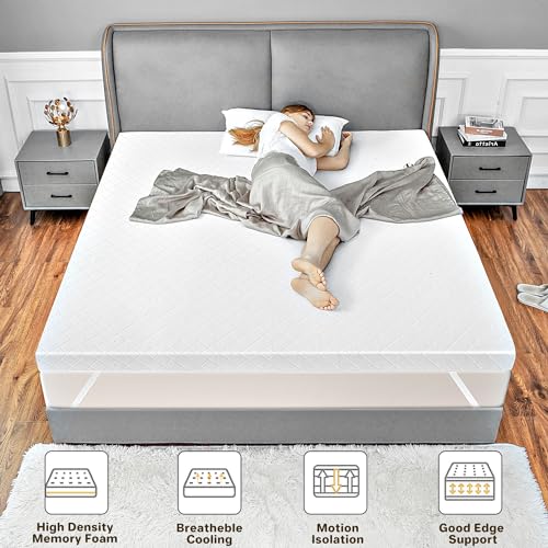 Mattress Topper Queen, 3 Inch Memory Foam Mattress Topper Queen Size, Cooling Bed Topper Queen for Pressure Relief, Organic Bamboo Cover, BPA-Free Queen Size Mattress Pad
