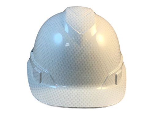 Pyramex Vented Cap Style RIDGELINE Patterned Hard Hat with 6 Point Ratchet Suspension and Hard Hat Tote - Shiny White