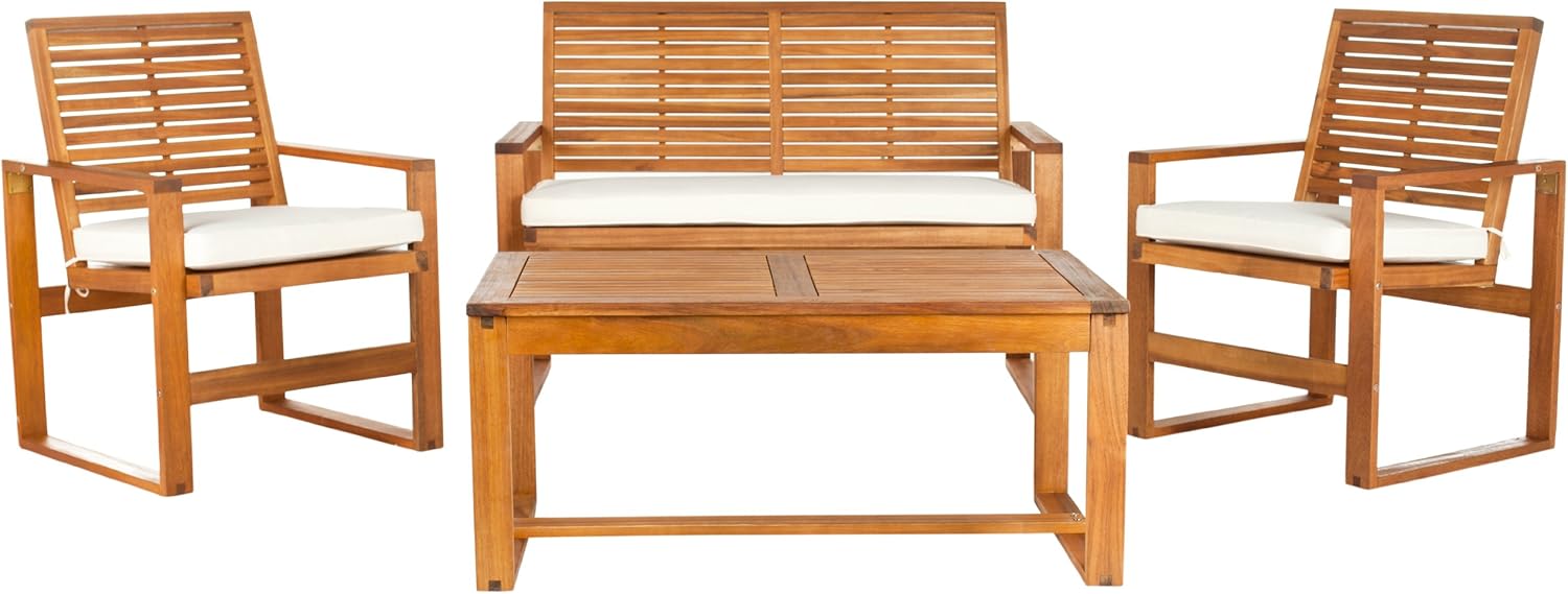 Safavieh Home Collection Hailey Outdoor Living Acacia Patio Set, Brown, 4-Piece