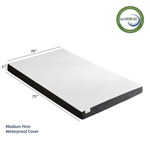 6 Inch Gel Memory Foam Twin XL Mattress Medium-Firm Waterproof Twin Bed Mattress for Bunk Bed, Trundle Bed, Pressure Relief Mattress for Kids Adults CertiPUR-US Certified Mattress in a Box