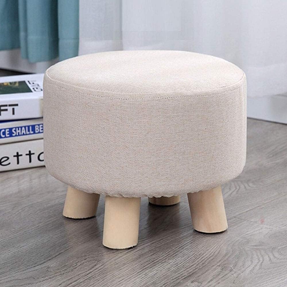 New Small Stool Household Solid Wood Footstool Fashion Shoe Changing Stool Exquisite and Simple Round Stool Fabric Sofa Stool Low Stool Small Bench Living Room Coffee Table Stool