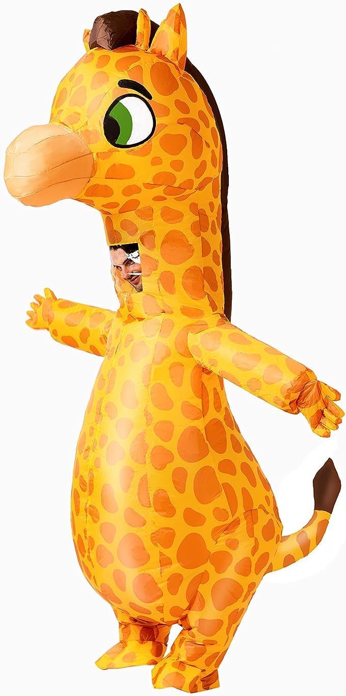 Spooktacular Creations Inflatable Costume Giraffe, Full Body Giraffe Air Blow-up Deluxe Halloween Costume with a pair of Gloves for Halloween Animal Themed Parties - Adult Size