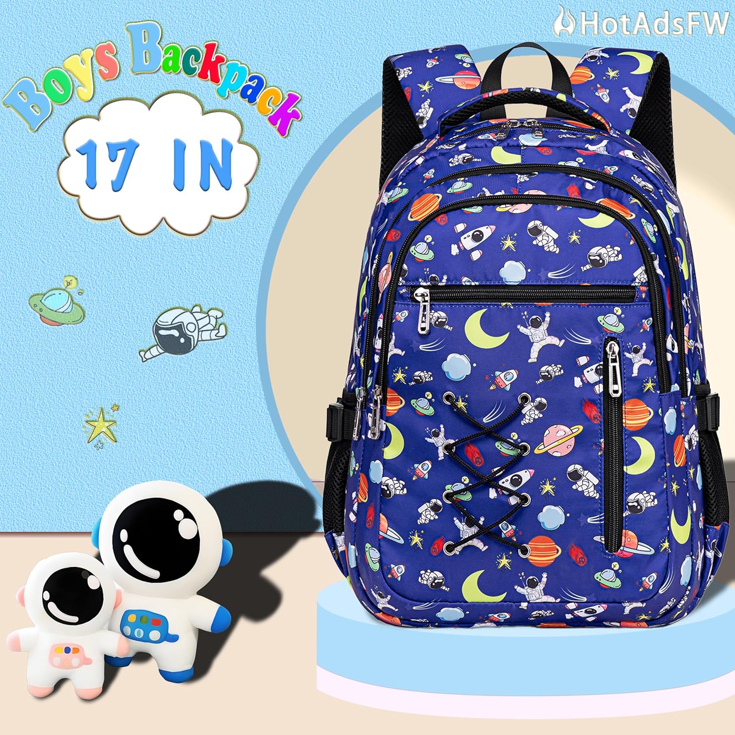 Space Kids Backpack Boys Elementary School Bag Kindergarten Backpack Preschool Bookbag for 4 5 6 7 8 9 10 11 12 Years Old