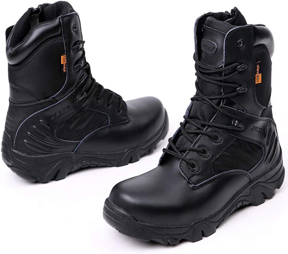 Mens Military Combat Tactical Boots Adult Mountain Boots High Leather Boot Waterproof Desert Jungle Recon Boots,Black-41