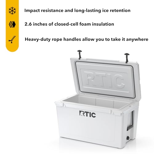 RTIC 110 QT Ultra-Tough Cooler Hard Insulated Portable Ice Chest Box for Beach, Drink, Beverage, Camping, Picnic, Fishing, Boat, Barbecue