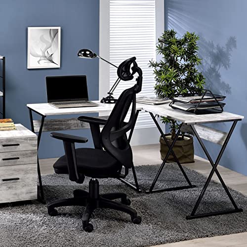 Industrial Design Office Desk, Large Corner Computer Desks Modern Study and Gaming Desk Writing Table with Metal Frame Easy to Assemble, for Home, Office, Bedroom, Study, Living Room