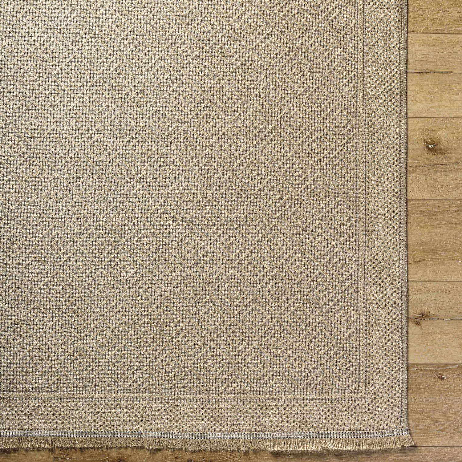 Hauteloom Veata Jute Living Room, Bedroom Machine Washable Area Rug - Traditional, Transitional - Tan, Beige - 27
