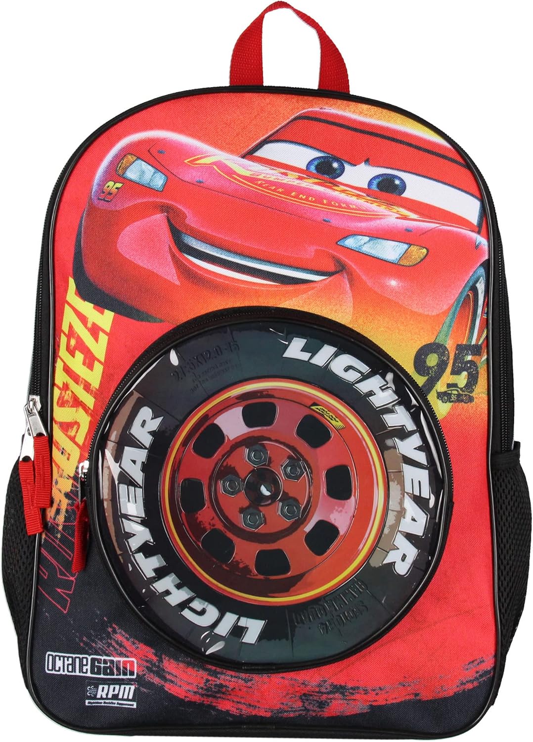 Disney Cars Lightning McQueen Backpack 3D Tire Pocket Travel School Backpack