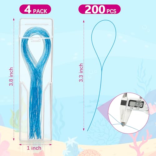 Floss Threaders, Deep Clean Dental Floss Threader for Braces, Bridges, and Implants 200PCS(4Pack),Blue