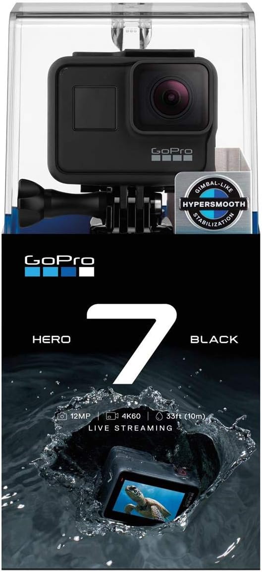 GoPro Hero7 Black — Waterproof Action Camera with Touch Screen 4K Ultra HD Video 12MP Photos 720p Live Streaming Stabilization