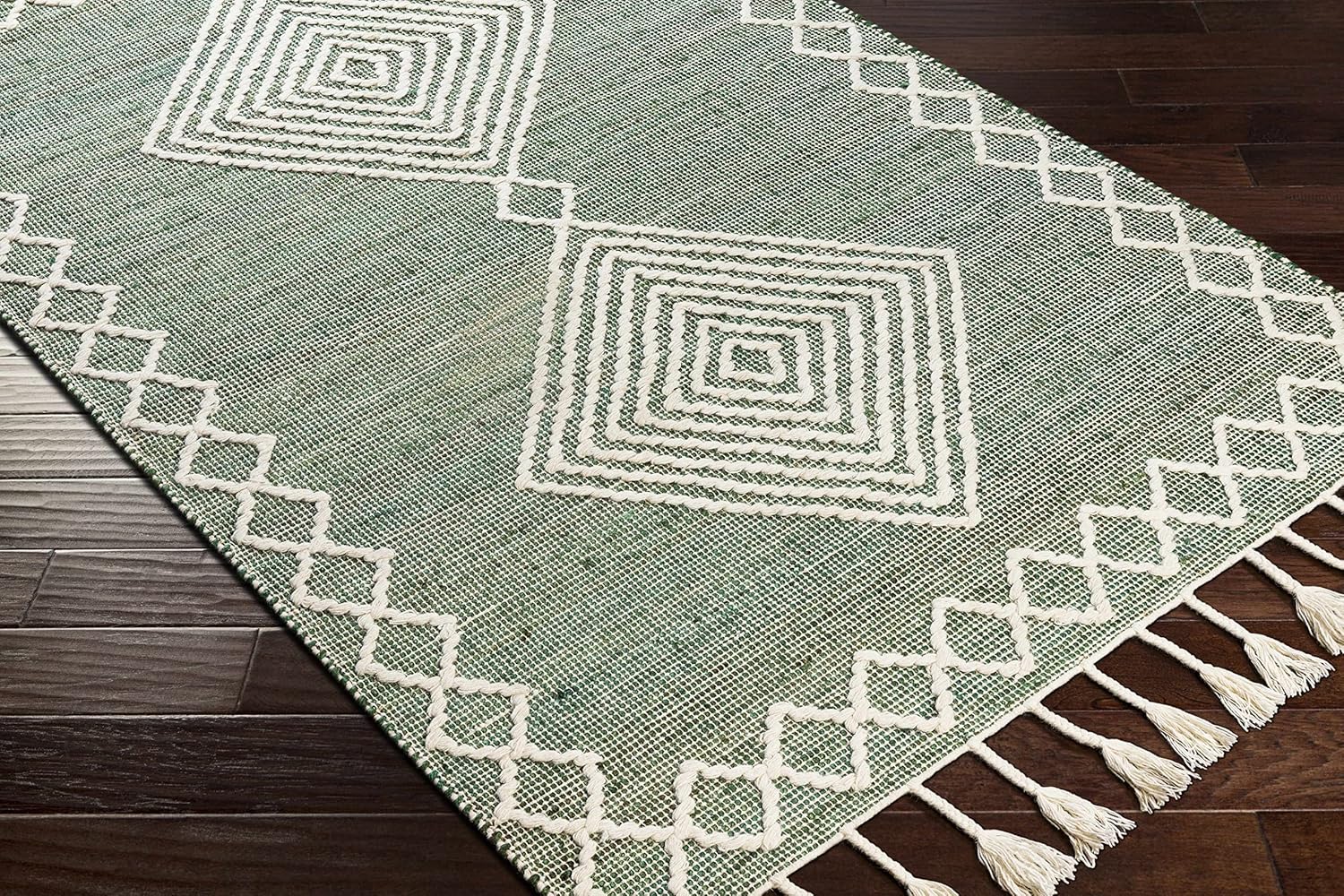 Hauteloom Guiuan Jute Living Room, Bedroom Area Rug - Global - Beige, Green - 8' x 10'