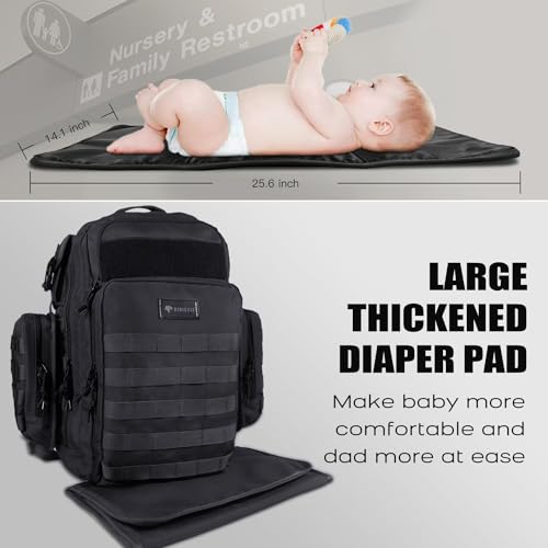 Dinictis Dad Diaper Bag, Mens Diaper Bag Backpack with Diaper Changing Mat, Military Diaper Backpack