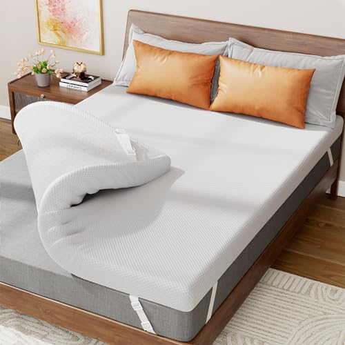 3 Inch Gel Memory Foam Mattress Topper Queen, Cooling Mattress Topper, Comfortable Body Support & Pressure Relief, with Removable Soft Cover, CertiPUR-US Certified