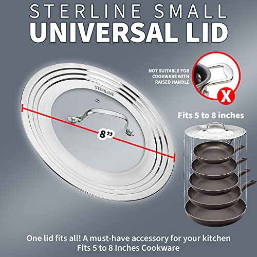 Large Universal Lid,Fits 8 -12 Inch Cookware,Tempered Glass Top with Steam Vent for Pots, Frying Pan,Stainless Steel Replacement Pot Lid for Kitchen Organizing, Space Saving