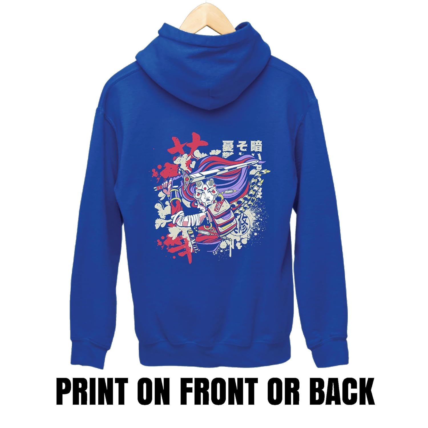 Street Art Style Asian Warrior Gift for Men and Women Black Muticolor Unisex Hoodie