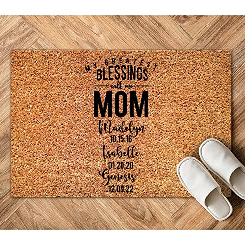My Greatest Blessing Call Me Mom Coir Mats Family Love Coir Fiber Doormat Farmhouse Weather Resistant Non Slip Doormat Decorative for Front Outdoor Indoor Home Entrance Housewarming Gift 24x36in