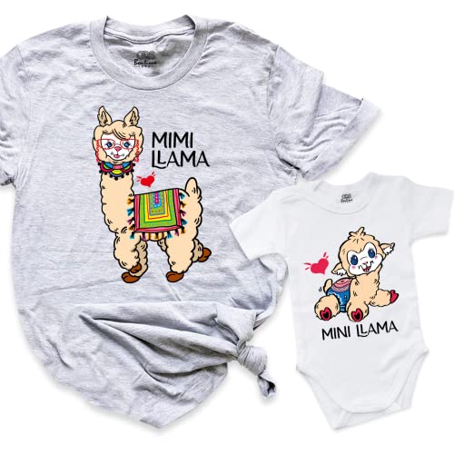 Baby Announcement Shirts, Mama Aunt Mimi Llama Outfits, Llama Auntie Mini Shirt, Little Mini Baby Onesie, Aunt Gift, Custom Baby Outfit, Mama Grandma Aunt Announcement, Family Shirts (Unisex)