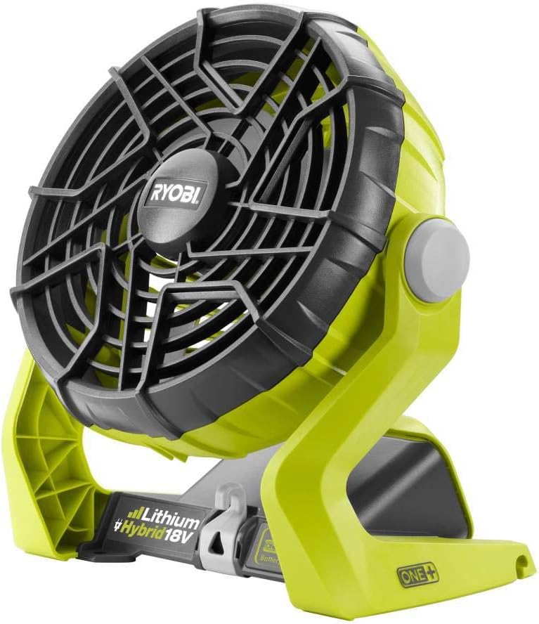 Ryobi 18-Volt ONE+ Hybrid Portable Fan with 2.0 Ah Lithium-Ion Battery and Dual Chemistry Charger