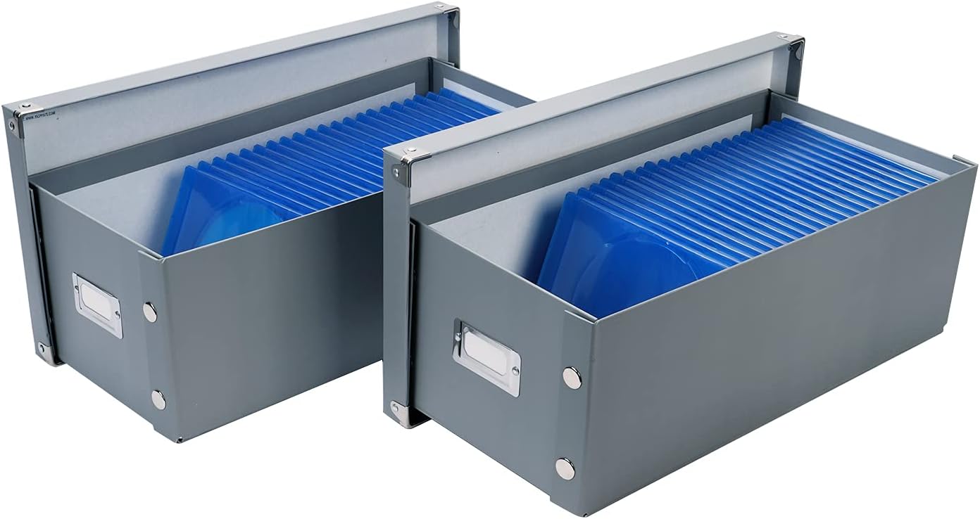 Snap-N-Store DVD Storage Box - 2 Pack - Durable 6 x 8.2 x 16.5 Inch Movie Disc Holders with Lids to Store up to 52 DVD Cases - Ultimate Gray
