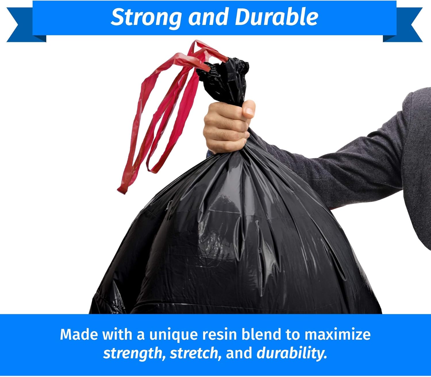 Reli. 39 Gallon Trash Bags Drawstring (200 Count Bulk) Large 39 Gallon Heavy Duty Drawstring Trash Bags - Black Garbage Bags 39 Gallon Capacity, Lawn Leaf (39 Gal)