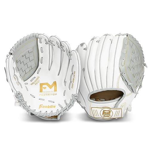 Franklin Sports Fastpitch Softball Glove - Field Master Fastpitch + Softball Mitt - Womens + Girls Righty Glove - Adult + Youth Softball Gloves - White + Grey