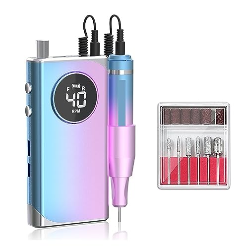 Portable Electric Nail Drill 40000RPM Nail Drill Machine High Torque Nail Sander Rechargeable Nail Equipment Professional Nail Art Salon Manicure Machine for Manicure Pedicure Polishing Shape Too