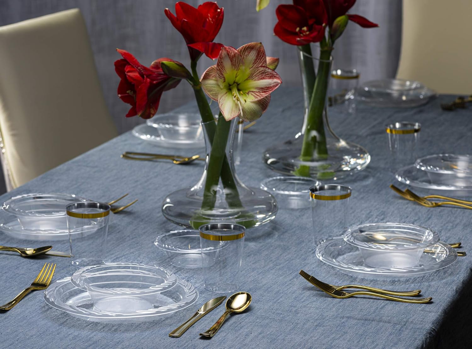 PLASTICPRO 10'' inch Premium Crystal Clear Disposable Plastic Dinnerware Party Plate Pack of 80