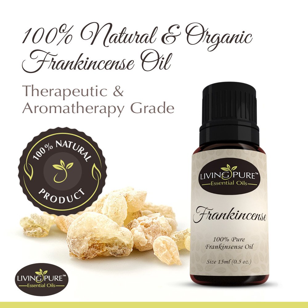 Living Pure Frankincense Essential Oil | 100% Natural & Organic | Therapeutic Grade Oils | Use Topically or in Diffuser