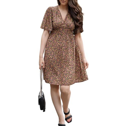 Women's V-Neck Short Sleeve Summer Floral 2024 Vacation Dress- Perfect for Casual and Formal Events