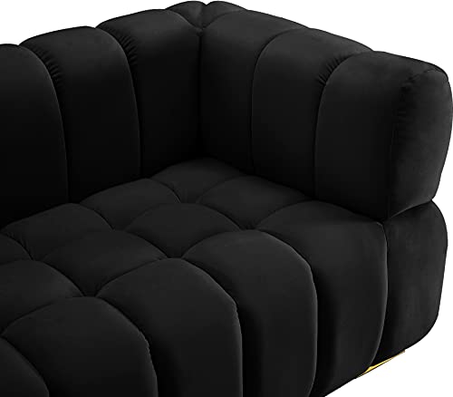 Meridian Furniture Gwen Collection Velvet Upholstered Loveseat with Deep Biscuit Tufting, Navy