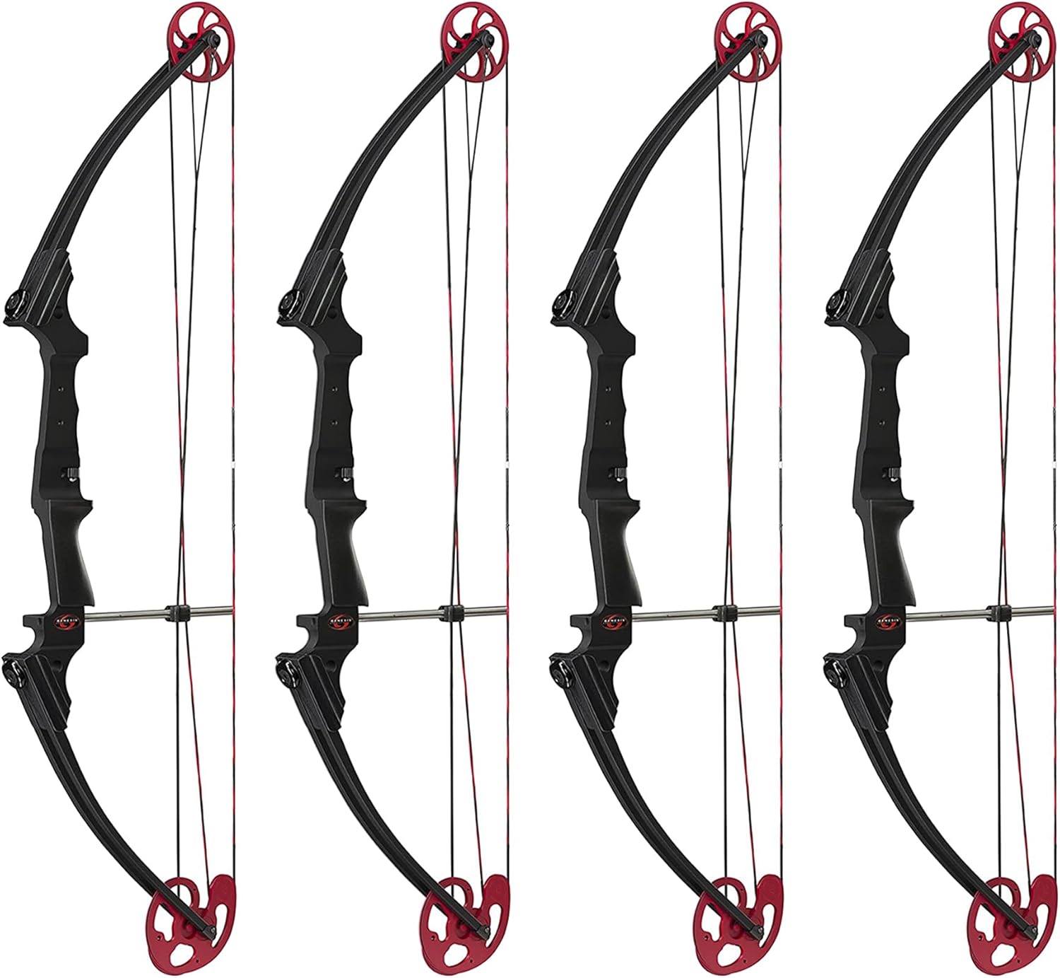 Genesis Archery Original Adjustable Preassembled Lightweight Durable Right-Handed Compound Bow for Beginners and Experts, Black (4 Pack)