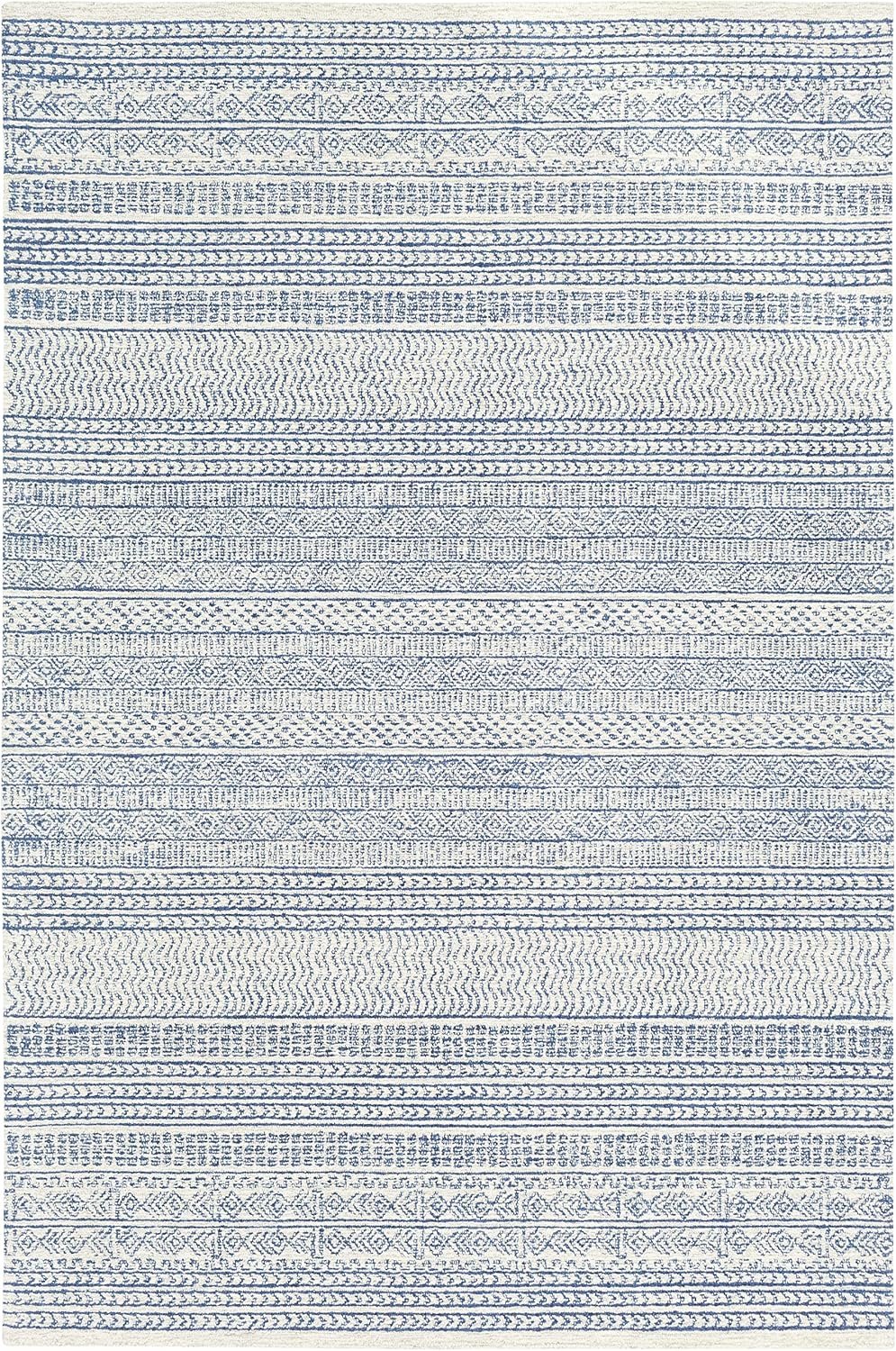 Hauteloom Allport Wool Living Room, Bedroom Area Rug - Bohemian/Global - Blue, Beige, Gray - 8' x 10'-Oval